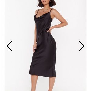 Nasty Gal Sleek Your Mind Black Midi Cowl, Size 2